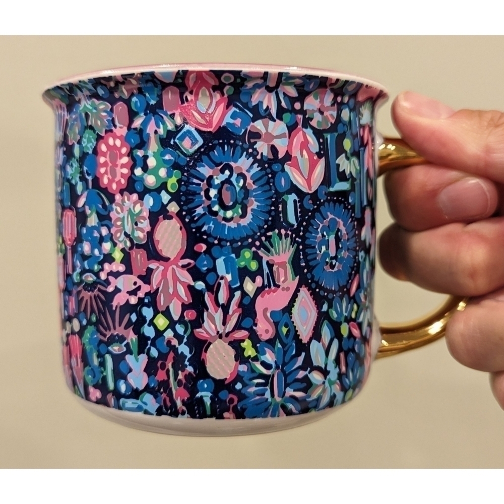 Lilly Pulitzer Dazzle Multicolored Gold Handle Mug
